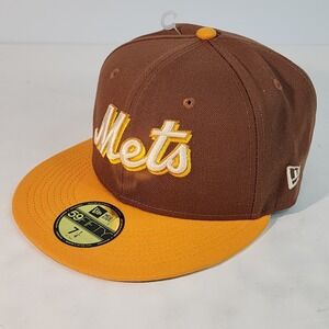 New York Mets 25th Anniversary Fitted Hat Men 7 1/4 Tiramisu New Era 59Fifty Cap